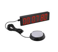 Jectse Temporizador de LED, Temporizador de Intervalo Portátil con Barra de Progreso del Tiempo, 6 Dígitos Red Display Count/Up Stopwatch para el Gimnasio en Casa, Reloj de 12/24