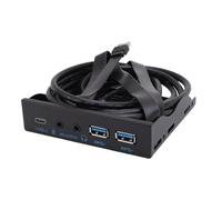 Jectse USB Panel Frontal Hub 3.2 con Sonido HD, 10 Gbps 3.5in 19pin a USB3.0, 2 USB3.0 Tipo C para Computadora PC, para Escáneres, Impresoras, Cámaras, Altavoces, Teclados