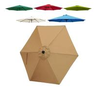 JEDAL Toldo De Recambio de Sombrilla de 2.0m/2.50m/2.70m/3.0m Tela De Repuesto de Sombrilla 6 Varillas, Cubierta Repuesto para Sombrilla De Patio, toldo para Exteriores(Caqui,300cm)