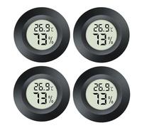 JEDEW Termómetro higrómetro digital Humidity Meter Indoor/Outdoor Humidity Monitor Reptil Termómetro para Humidores Greenhouse Garden Cellar Fahrenheit (℉) o Celsius (℃) (negro-4 unidades) (4)