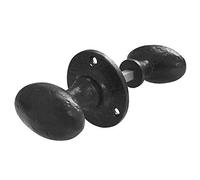 Jedo Juego de pomos ovalados para puerta, color negro antiguo