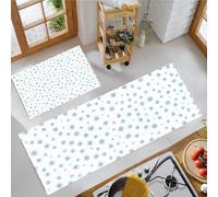 JEDTAKCT 2 Piezas Antideslizante Cocina Absorbente Lavable Estrellas De Copos De Nieve Alfombra De Pie De Cocina Geometría Abstracta para Comedor Dormitorio Portal Salón 40X60+40X120Cm, Azul Claro