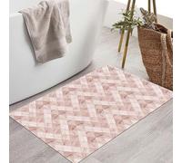 JEDTAKCT Alfombra Antideslizante Lavable, 40X60Cm Felpudo Entrada Mármol Elegante A Rayas Alfombrilla para Puerta Suaves Absorbentes Geometría Simple para Pasillo, Cocina, Dormitorio, Rosa