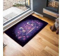 JEDTAKCT Alfombra Pequeña Lavable, Fino Felpudo Interior Cena Romántica con Calaveras De 80X120Cm, Alfombras Suaves, Alfombras De Entrada Antideslizantes Flores De Ensueño, Pelo Bajo Felpudo Morado