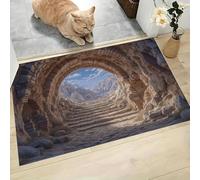 JEDTAKCT Alfombra Pequeña Lavable, Fino Felpudo Interior Ilusión Óptica 3D De 40X60Cm, Alfombras Suaves, Alfombras De Entrada Antideslizantes Arco De Roca Arquitectura, Felpudo Beige