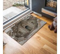 JEDTAKCT Alfombra Pequeña Lavable, Fino Felpudo Interior Textura De Ilusión Óptica 3D De 50X80Cm, Alfombras Suaves, Alfombras De Entrada Antideslizantes Arquitectura Rural Retro, Felpudo Beige