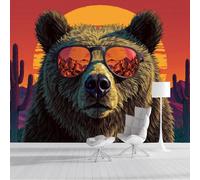 JEDTAKCT Animales Del Oeste Pop Oso Del Cañón Del Desierto 3D Papel Pintado Tapiz Textura De Seda Comedor Naranja Gran Papel Pintado Decoración Dormitorio Sala Estar Tv Fondo Pantalla, 400X280Cm