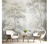 JEDTAKCT Bosque Brumoso Retro Elegante Paisaje Vegetal 3D Papel Pintado Tapiz Textura De Seda Comedor Beige Gran Papel Pintado Decoración Dormitorio Sala Estar Tv Fondo Pantalla, 300X210Cm