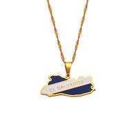 JEDTAKCT Collar con Colgante De Bandera De Color del Mapa De El Salvador - Cadena De Clavícula del Mapa del Mundo Bandera De Estilo Étnico Joyería Unisex Cadena De Suéter con Dije Patriótico Par