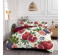 JEDTAKCT Edredón Nórdico Rey De Las Frutas del Campo para Cama 140X200Cm, Relleno De Fibra 200Gr/M2, Estampado Higos Granadas Hojas Reversible, Suave Ligero Cálido para Invierno Entretiempo, Crema