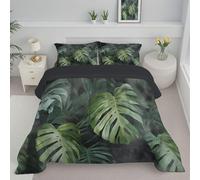 JEDTAKCT Edredon Primavera De Monstera Niebla, Edredones De Verano para Temporada Ligera Suave Reversible Colchas Cama 135/150 para Gris Carbón 4 Estaciones (Plantas Vintage, 140X200Cm)