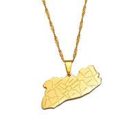 JEDTAKCT El Salvador Mapa Nombre De La Ciudad Colgante Collar - Cadena De Clavícula del Mundo Brillante Joyería De Estilo Étnico Cadena De Suéter con Encanto Patriótico Unisex para Hombres Y Muj