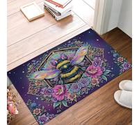 JEDTAKCT Felpudo con Misteriosa Flor Animal, Alfombra para Entrada Delantera Y Trasera, con Base Antideslizante De TPR, Carta del Tarot De La Abeja, Apta para Interior Pasillo Jardín, Morado 80X120Cm