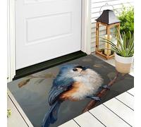 JEDTAKCT Felpudo con Pintura Al Óleo Realista De Animales, Alfombra para Entrada Delantera Y Trasera, con Base Antideslizante De TPR, Lindo Pezón, Apta para Interior Pasillo Jardín, Gris 90X150Cm