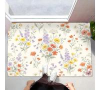 JEDTAKCT Felpudo De Bienvenida Lavable con Ramo De Acuarelas Campestres, Alfombra De Antideslizante Absorbente Plantas Elegantes, Beige Felpudo Entrada para Baño Porche Interior, 90X150Cm