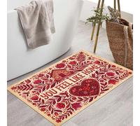 JEDTAKCT Felpudo Entrada Casa 60X90Cm, Alfombra Antideslizante con Amor por Las Flores del Campo Póster Retro con Letras Felpudo Suaves Absorbentes Interior para Perro Cocina Puerta Pasillo, Rojo