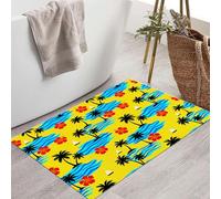 JEDTAKCT Felpudo Entrada Casa 60X90Cm, Alfombra Antideslizante con Isla Tropical Hawaiana Cocoteros Hibiscos Felpudo Suaves Absorbentes Interior para Perro Cocina Puerta Pasillo, Amarillo