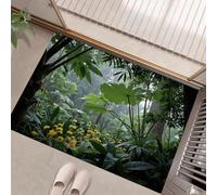 JEDTAKCT Felpudo Entrada Casa Antideslizante Verde Esmeralda 80X120Cm Alfombra para Puerta Selva Tropical Paisaje Vegetal Felpudo Anti Suciedad Absorbente Lavable para Interior Pasillo Cocina