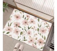 JEDTAKCT Flores De Acuarela Felpudo Entrada Casa 40X60Cm, Plantas Sencillas Alfombras para Puerta De Entrada Interior Antideslizante Lavable Alfombra De Cocina Interior, Rosa Polvoriento