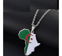 JEDTAKCT Hip-Hop Argelia Mapa Colgante Collares - África Mundo Mapa Clavícula Cadena Estilo Étnico Bandera Unisex Joyería Patriótico Encanto Suéter Cadena para Hombres Mujeres Regalo Accesorios