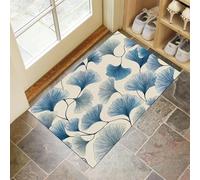 JEDTAKCT Hoja De Ginkgo Rayada Felpudo Entrada, Alfombra Entrada Interior Antideslizante, Azul Marino Lavable Felpudo, Alfombrillas Interior Tapete Cocina Dormitorio, Planta Elegante, 40X60Cm