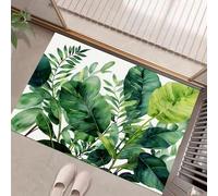 JEDTAKCT Hojas De Acuarela Felpudo Entrada, Alfombra Entrada Interior Antideslizante, Verde Esmeralda Lavable Felpudo, Alfombrillas Interior Tapete Cocina Dormitorio, Selva Tropical, 90X150Cm