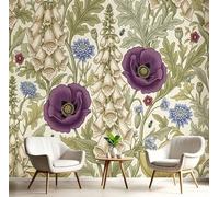 JEDTAKCT Ilustración Vintage De William Morris Flores Art Nouveau 3D Papel Pintado Tapiz Textura De Seda Comedor Crema Gran Papel Pintado Decoración Dormitorio Sala Estar Tv Fondo Pantalla, 300X210Cm