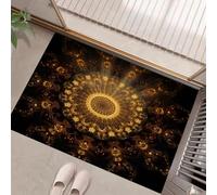 JEDTAKCT Mandala Brillante 3D Felpudos para Interiores, Estética Tradicional Felpudos Suaves Lavables, Felpudo Antideslizante De Perfil Bajo para Entrada Cocina Mascotas Perros, 40X60Cm Bronce