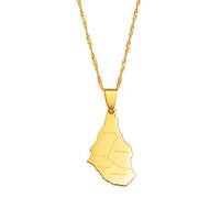 JEDTAKCT Mapa De La Isla De Montserrat con Collares Colgantes De Ciudades - Cadena De Clavícula del Mapa Mundial Bandera De Estilo Étnico Joyería Unisex Cadena De Suéter con Encanto Patriótico P