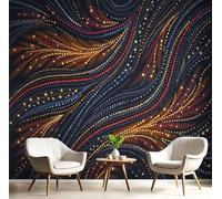 JEDTAKCT Rayas De Lunares Bohemias Pluma Abstracta 3D Papel Pintado Tapiz Textura De Seda Comedor Azul Anaranjado Gran Papel Pintado Decoración Dormitorio Sala Estar Tv Fondo Pantalla, 250X175Cm