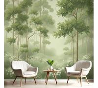 JEDTAKCT Sendero Del Bosque Brumoso Paisaje Vegetal Natural 3D Papel Pintado Tapiz Textura De Seda Comedor Verde Gran Papel Pintado Decoración Dormitorio Sala Estar Tv Fondo Pantalla, 450X315Cm