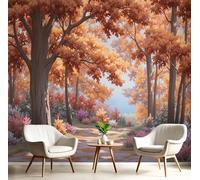 JEDTAKCT Sendero Del Bosque Otoñal Paisaje En Acuarela 3D Papel Pintado Tapiz Textura De Seda Comedor Marrón Gran Papel Pintado Decoración Dormitorio Sala Estar Tv Fondo Pantalla, 200X140Cm