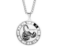 JEDTAKCT Zodiaco Colgante Collar Hombres Mujeres Horócopo Joyas - Constelación Del Zodiaco Horóscopo Celestial Astrología Joyas - Mujeres Hombres Regalo,Scorpio,45Cm