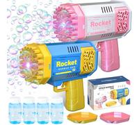 JEDWKFA 2 Piezas Pistola de Burbujas para Niños, 40 Agujeros Pistola de Burbujas de Bazuca, Bubble Machine Blaster, Bazooka Burbujas para niños y Adultos para Jardin Exterior,Bodas Juguete