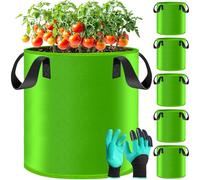 JEDWKFA 5 Piezas Bolsa Cultivo, 30 L Bolsas para Plantas, Bolsas de Cultivo de Papa con Mango, Tiestos para Plantas Exterior, para Plantas Maceta de Patata, Zanahorias, Tomates, Cebollas