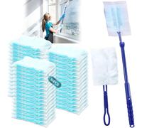 JEDWKFA 50 Piezas Plumero Duster Kit, Recambios para Plumero de Polvo, Plumeros Antiestático, con 1 Mango Largo Y 1 Mango Corto, Plumeros Atrapapolvo, para Pelo de Animales, Polvo, Suciedad
