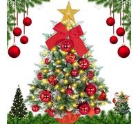JEDWKFA 60 CM Árbol de Navidad Pequeño, Mini Árbol Con Luces Incorporadas, Decorado y Artificial Para Mesa, Decoración Navideña