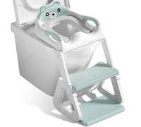 JEDWKFA Adaptador WC Niños, Reductor WC Niños, Adaptador WC Niños con Escalera, Plegable, Ajustable, Antideslizante, Adaptador Baño para Niños, Potty Training Toilet Seat, Gris Azul