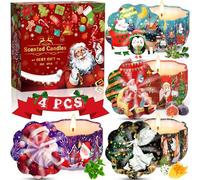 JEDWKFA Velas Aromáticas Navidad, 4 Piezas Velas Navideñas, Velas Perfumadas de Navidad Juego de Regalo, Cera de Soja Natural, Velas Aromáticas, Velas Decorativas para Fiesta Navidad