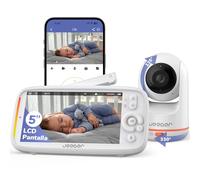jeeber 2K/3MP Camara Vigilancia Bebe con App Movil, 5" IPS Pantalla, Rotación de 360 Grados, Visión Nocturna, Detección Inteligente de llanto, Área de Seguridad Personalizada, VOX