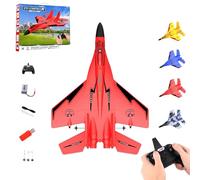 Jeeeun 2.4GHz RC Remote Control Fighter Model Toy, Gravity Gliders Airplane, Wonstorex Remote Control Fighter Jet, Wonstorex RC Plane, 360° Remote Control Glider Airplanes with Lights (Red)