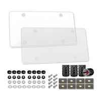 Jeeeun 2 Pack Tinted License Plate Cover, Clear License Plate Protector with PC Material for European Standard Cars, 13"X6.7" (Transparent)