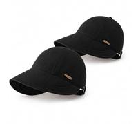 Jeeeun 2 Pack Wide Brim Sun Visors for Women, Adjustable Sun Hat (Black+Black)