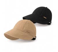 Jeeeun 2 Pack Wide Brim Sun Visors for Women, Adjustable Sun Hat (Khaki+Black)