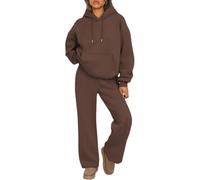 Jeeeun 2026 New Womens Sweat Set 2 Piece Hoodie & Joggers Comfy Casual Loungewear Tracksuit (Coffee,XL)
