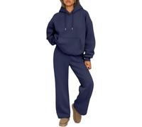 Jeeeun 2026 New Womens Sweat Set 2 Piece Hoodie & Joggers Comfy Casual Loungewear Tracksuit (Dark Blue,S)