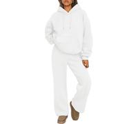 Jeeeun 2026 New Womens Sweat Set 2 Piece Hoodie & Joggers Comfy Casual Loungewear Tracksuit (White,XXL)