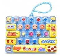 Jeeeun 26-Key Keyboard Fidget Toy Keychain with Removable Keycaps (Blue Transparent)