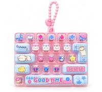 Jeeeun 26-Key Keyboard Fidget Toy Keychain with Removable Keycaps (Pink Transparent)