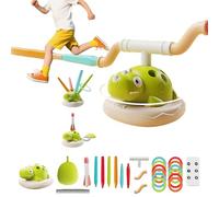 Jeeeun 3 in 1 Dinosaur Rocket Launcher, Musical Jump Game, Ring Toss and Stomp Launch Rocket Toy with Remote Control for Indoor and Outdoor Play